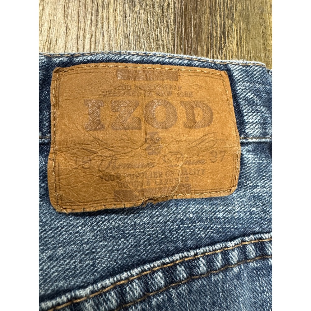 IZOD Mens Straight Leg Jeans 44x30 Blue Medium Wash 100% Cotton Denim 5-Pocket - Picture 12 of 15